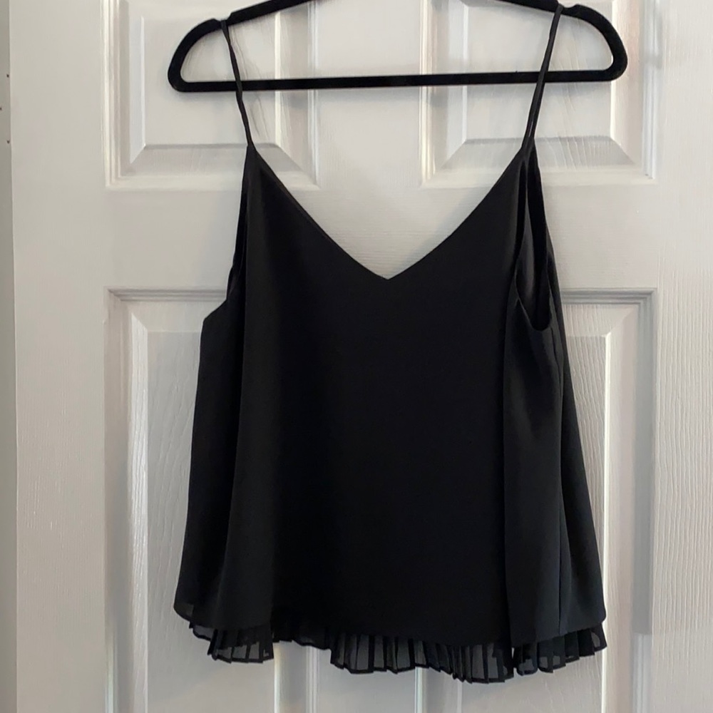 Tilldon Black spagehetti strap Pleated Bottom Top